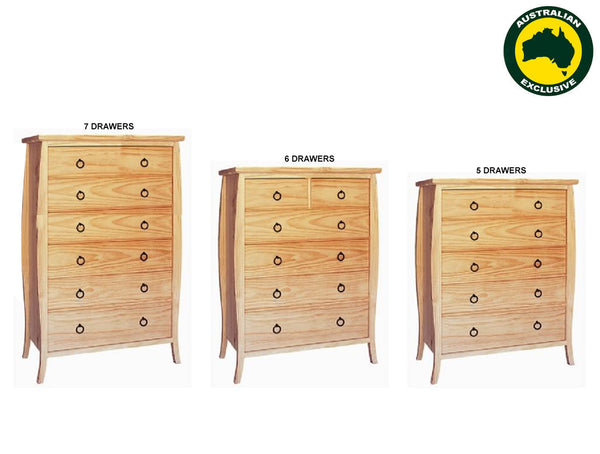ANNE (AUSSIE MADE) TALLBOY COLLECTION - ASSORTED STAINED COLOURS - STARTING FROM $1399
