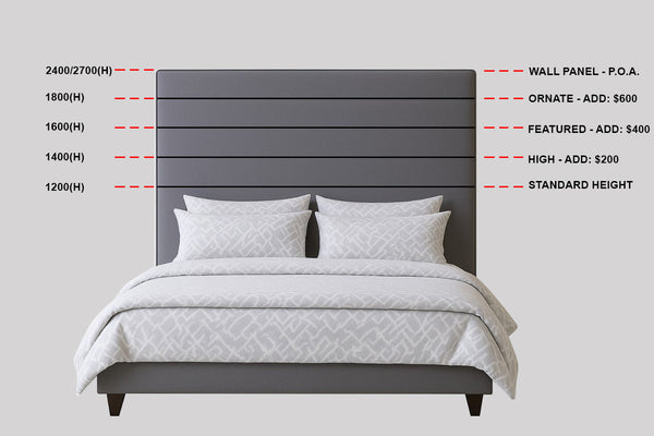 CUSTOMISE THE HEIGHT OF YOUR BEDHEAD - ASSORTED HEIGHTS - STARTING FROM $200