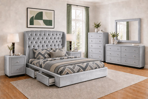 FRENCH (AUSSIE MADE) UPHOLSTERED BEDROOM COLLECTION – ASSORTED FABRICS & COLOURS - STARTING FROM $999