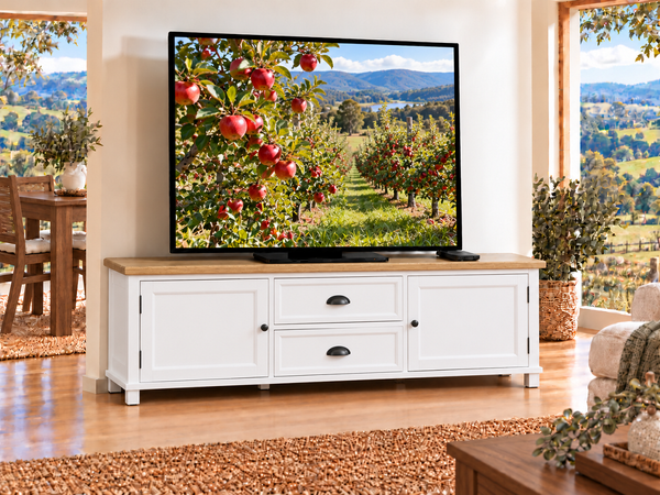 COTTESLOE (AUSSIE MADE) 2 DOOR / 2 DRAWER MEDIUM LOWLINE TV ENTERTAINMENT UNIT COLLECTION - ASSORTED COLOURS - STARTING FROM $1199