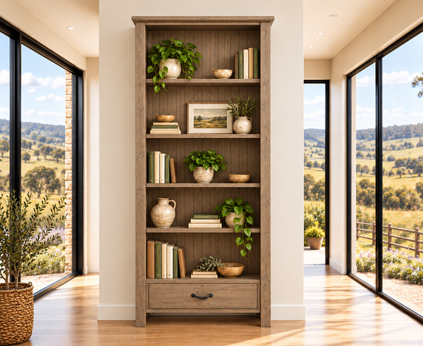 COVENTRY (AUSSIE MADE) HIGHLINE BOOKCASE WITH DRAWER - ASSORTED COLOURS - STARTING FROM $899