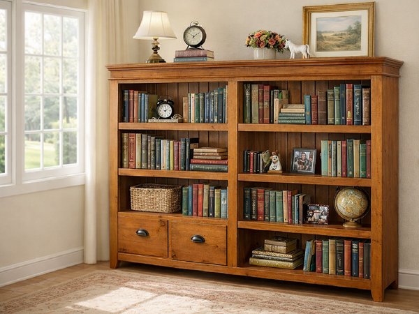 DARIA (AUSSIE MADE) LOWLINE BOOKCASE WITH DRAWERS COLLECTION - ASSORTED COLOURS - STARTING FROM $1049