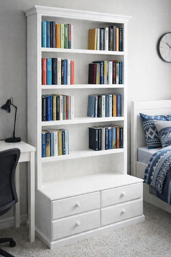 DELUXE (AUSSIE MADE) HIGHLINE BOOKCASE WITH 4 DRAWERS COLLECTION - ASSORTED COLOURS - STARTING FROM $1099