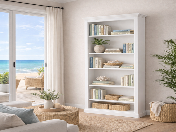 DOUBLEBAY (AUSSIE MADE) HIGHLINE BOOKCASE WITH 70mm FACINGS COLLECTION - ASSORTED COLOURS - STARTING FROM $599