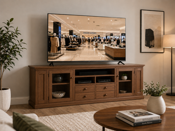 GREENPOINT (AUSSIE MADE) 2 DOOR / 4 DRAWER LOWLINE TV UNIT COLLECTION - ASSORTED COLOURS - STARTING FROM $1599
