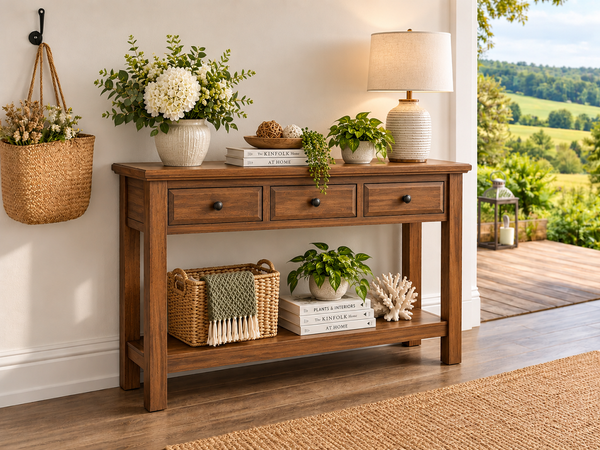 HEADPOINT (AUSSIE MADE) 2 or 3 DRAWER CONSOLE TABLE WITH MAGAZINE RACK COLLECTION - ASSORTED COLOURS - STARTING FROM $799