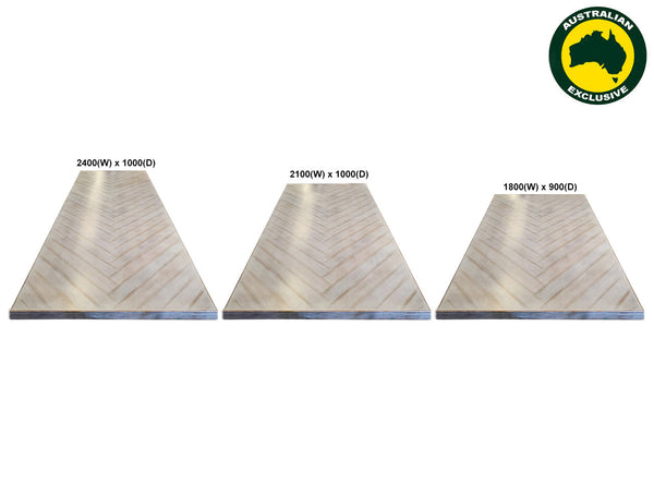 HERRINGBONE (AUSSIE MADE) DINING TABLE WITH SQUARE LEG BASE SYSTEM COLLECTION - ASSORTED STAINED COLOURS - STARTING FROM $1999