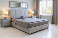 DEACOM (AUSSIE MADE) UPHOLSTERED BEDROOM COLLECTION - ASSORTED FABRICS AND COLOURS - STARTING FROM $499