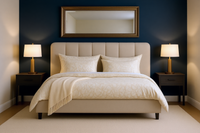JULES (AUSSIE MADE) UPHOLSTERED BEDROOM COLLECTION WITH MAJESTIC BASE  - ASSORTED FABRICS AND COLOURS - STARTING FROM $599