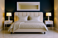 JULES (AUSSIE MADE) UPHOLSTERED BEDROOM COLLECTION WITH MAJESTIC BASE  - ASSORTED FABRICS AND COLOURS - STARTING FROM $599