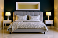 JULES (AUSSIE MADE) UPHOLSTERED BEDROOM COLLECTION WITH MAJESTIC BASE  - ASSORTED FABRICS AND COLOURS - STARTING FROM $599