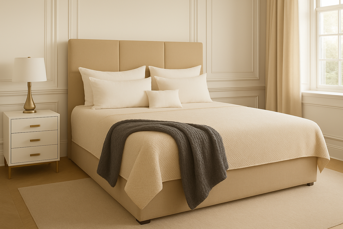 SONGSTER (AUSSIE MADE) UPHOLSTERED BEDROOM COLLECTION - ASSORTED FABRICS AND COLOURS - STARTING FROM $799