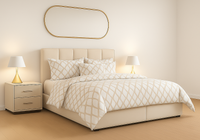 TOSCANO (AUSSIE MADE) UPHOLSTERED BEDROOM COLLECTION WITH 2 FRONT OR SIDE DRAWERS - ASSORTED FABRICS AND COLOURS - STARTING FROM $799