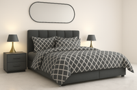 TOSCANO (AUSSIE MADE) UPHOLSTERED BEDROOM COLLECTION WITH 2 FRONT OR SIDE DRAWERS - ASSORTED FABRICS AND COLOURS - STARTING FROM $799