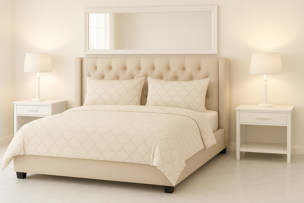 FOREVER (AUSSIE MADE) UPHOLSTERED STANDARD BASE BEDROOM COLECTION - ASSORTED FABRICS AND COLOURS - STARTING FROM  $699