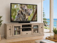 ACE (AUSSIE MADE) 2 DOOR / 3 DRAWER TV UNIT WITH TWIN PULL-OUTS COLLECTION - ASSORTED STAINED COLOURS - STARTING FROM $1499