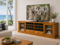 AGATHA (AUSSIE MADE) 2 DOOR / 2 DRAWER LOWLINE TV UNIT COLLECTION - ASSORTED COLOURS - STARTING FROM $1499