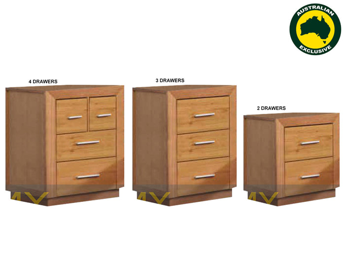 ALAMEDA (AUSSIE MADE) BEDSIDE TABLE WITH FLOATING BASE COLLECTION - ASSORTED STAINED COLOURS - STARTING FROM $599