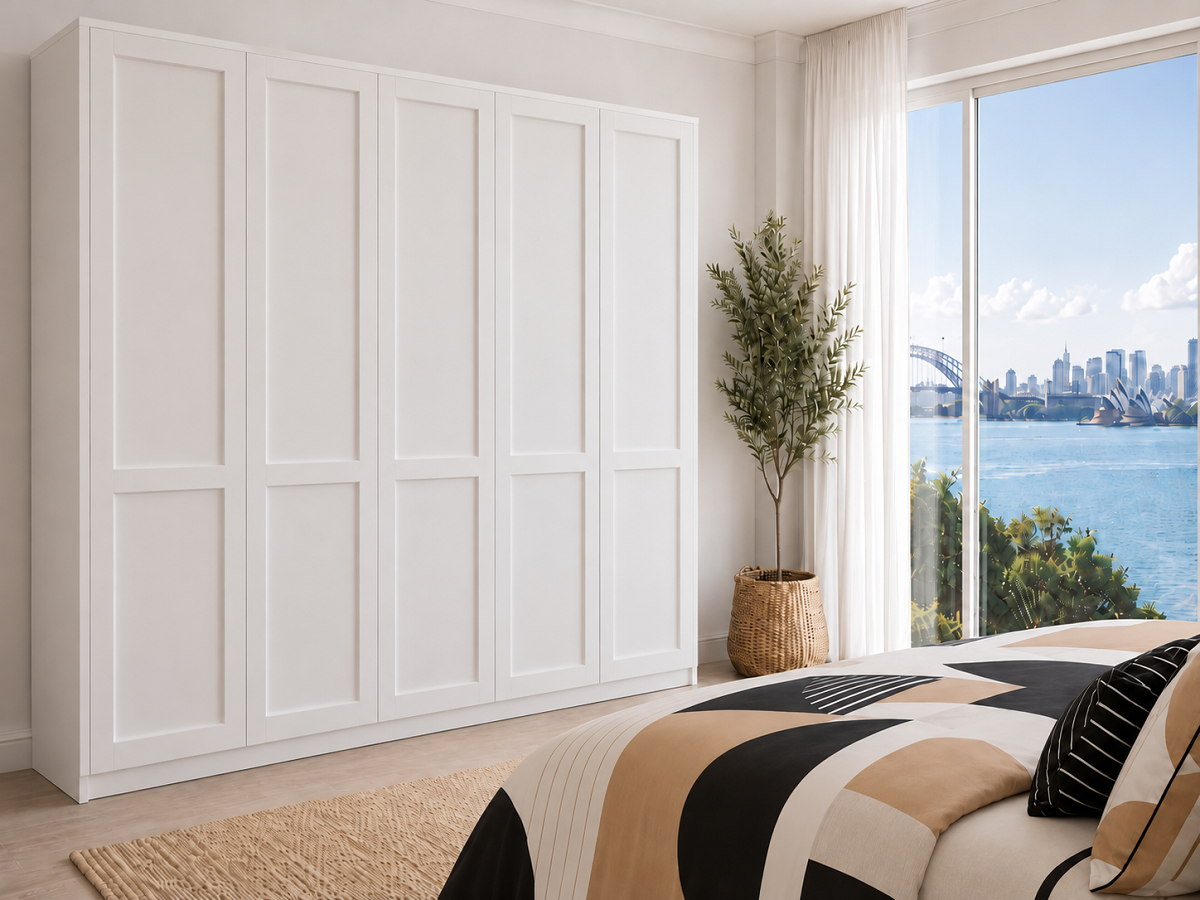 ALPINE (AUSSIE MADE) 5 DOOR WARDROBE COLLECTION - ASSORTED COLOURS - STARTING FROM $2499