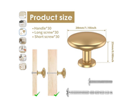 AMAZON SINGLE POINT 28MM MATT ZINC METAL ROUND GOLD KNOBS - GOLD