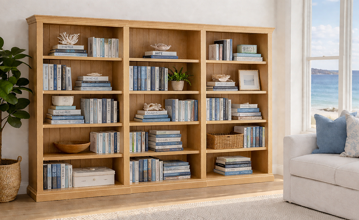 ANTALYA (AUSSIE MADE) TRIPLE HIGHLINE BOOKCASE PIGEON PAIRED COLLECTION - ASSORTED COLOURS