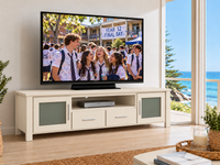 ASHWOOD (AUSSIE MADE) 2 DOOR / 2 DRAWER LOWLINE TV UNIT COLLECTION - ASSORTED COLOURS - STARTING FROM $1499