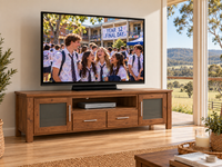 ASHWOOD (AUSSIE MADE) 2 DOOR / 2 DRAWER LOWLINE TV UNIT COLLECTION - ASSORTED COLOURS - STARTING FROM $1499