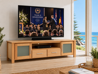ASHWOOD (AUSSIE MADE) 2 DOOR / 2 DRAWER LOWLINE TV UNIT COLLECTION - ASSORTED COLOURS - STARTING FROM $1499