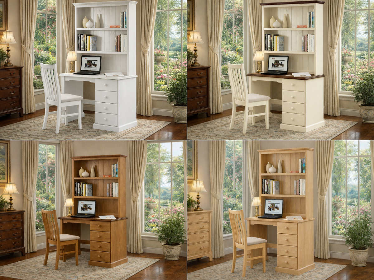 BASS (AUSSIE MADE) 4 DRAWER TIMBER DESK & HUTCH COLLECTION - ASSORTED COLOURS - STARTING FROM $999