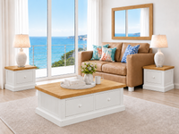 BANKSIDE (AUSSIE MADE) COFFEE & LAMP TABLE with DRAWERS COLLECTION - ASSORTED COLOURS - STARTING FROM $699