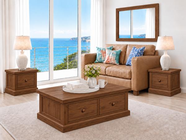 BANKSIDE (AUSSIE MADE) COFFEE & LAMP TABLE with DRAWERS COLLECTION - ASSORTED COLOURS - STARTING FROM $699