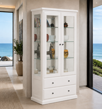 BATHURST (AUSSIE MADE) 2 DOOR / 2 DRAWER DISPLAY CABINET COLLECTION - ASSORTED COLOURS - STARTING FROM $1699