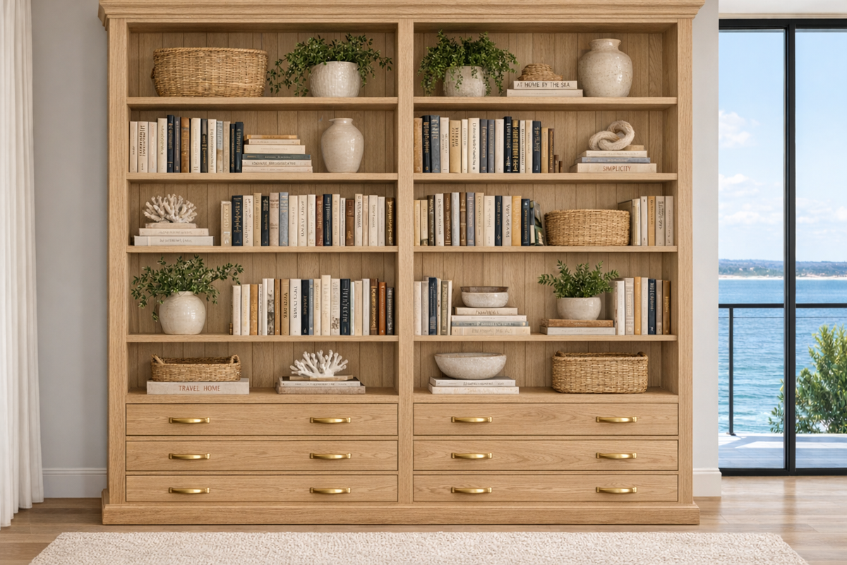 BAYSIDE (AUSSIE MADE) DOUBLE HIGHLINE 6 DRAWER PIGEON PAIRED BOOKCASE COLLECTION - ASSORTED COLOURS - STARTING FROM $1499