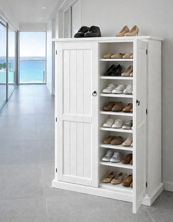 BOBBIN (AUSSIE MADE) 2 DOOR SHOE CABINET WITH T&G DOORS COLLECTION - ASSORTED COLOURS - STARTING FROM $699