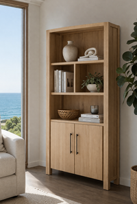 CASCADES (AUSSIE MADE) HIGHLINE BOOKCASE WITH 2 DOORS COLLECTION - ASSORTED COLOURS - STARTING FROM $799