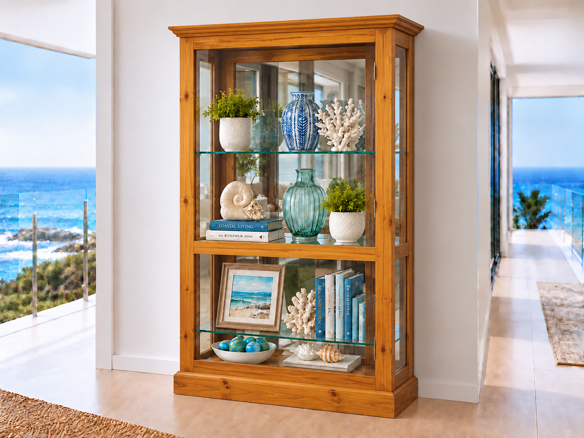 CASINO (AUSSIE MADE) HIGHLINE DISPLAY CABINET WITH MIRRORED BACKING COLLECTION - ASSORTED COLOURS - STARTING FROM $1499