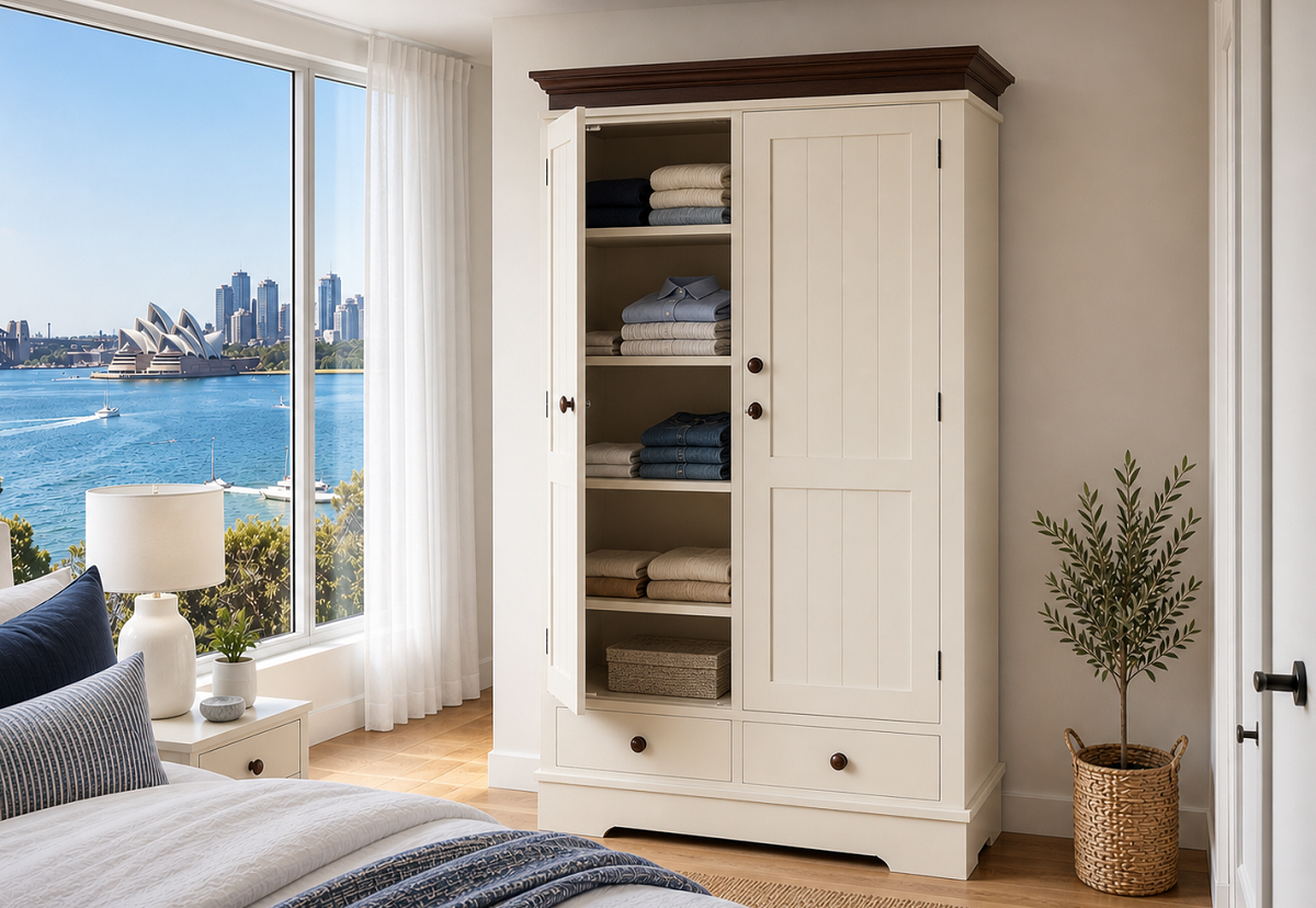 CASTRO (AUSSIE MADE) 2 DOOR / 2 DRAWER WARDROBE COLLECTION - ASSORTED COLOURS - STARTING FROM $1499