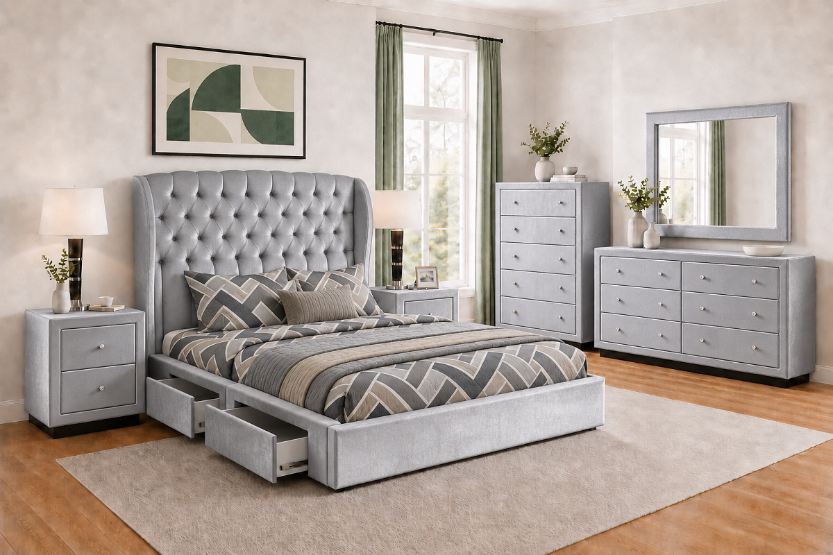 FRENCH (AUSSIE MADE) UPHOLSTERED BEDROOM COLLECTION – ASSORTED FABRICS & COLOURS - STARTING FROM $999