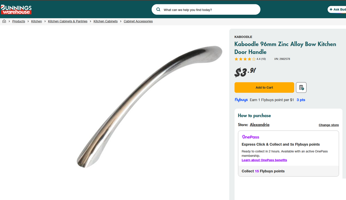 KABOODLE ZINC BOW HANDLES - SILVER