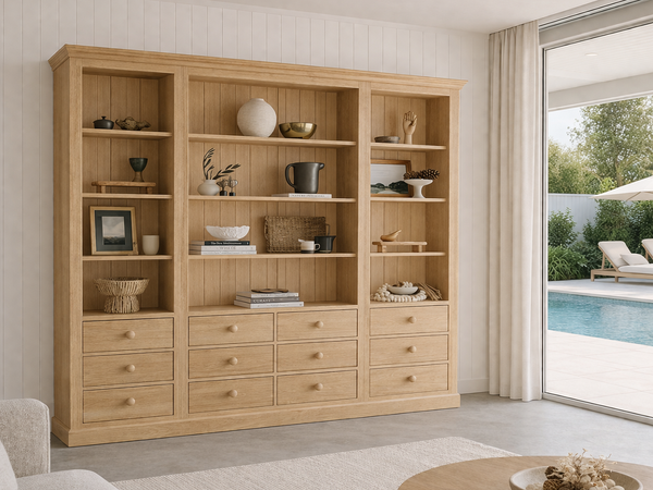 CLAREMONT (AUSSIE MADE) HIGHLINE BOOKCASE PIGEON PAIRED COLLECTION - ASSORTED COLOURS - STARTING FROM $3499