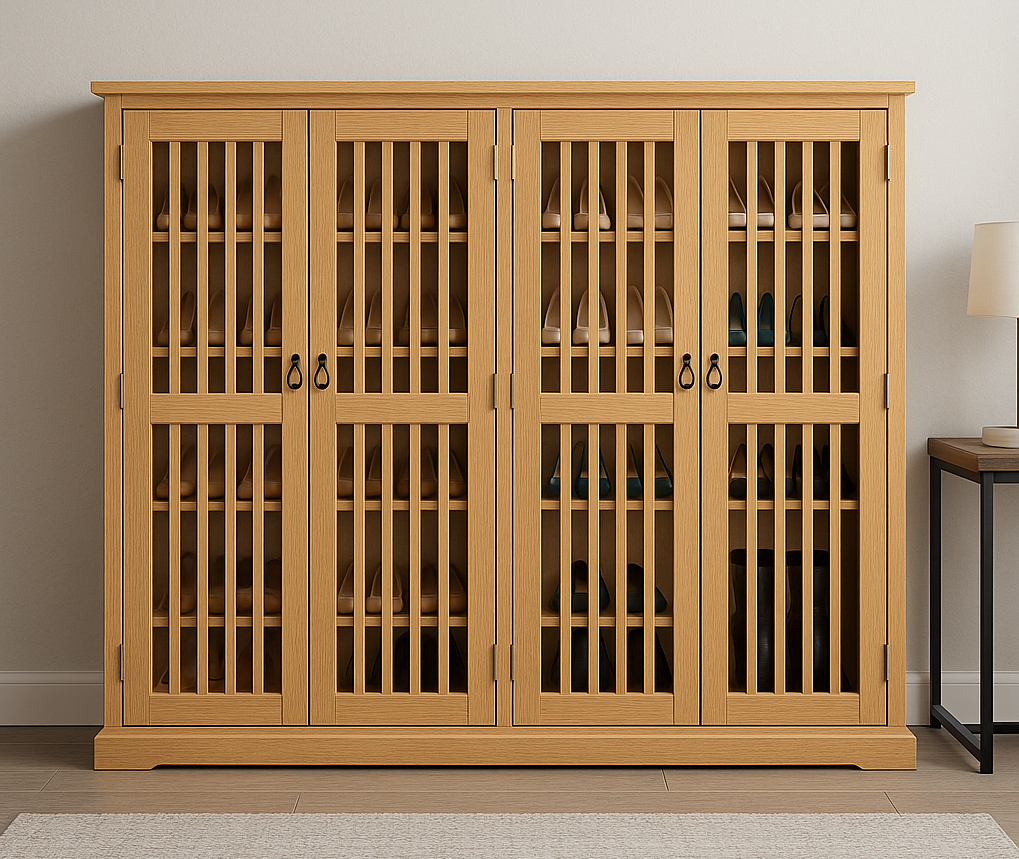 CLARENCE (AUSSIE MADE) SHOE CABINET WITH 4 LATTICE DOORS COLLECTION - ASSORTED STAINED COLOURS - STARTING FROM $999