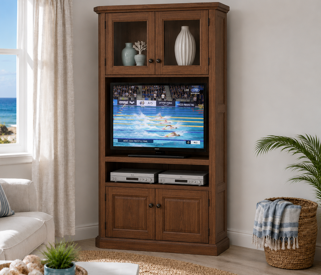 CLASSIC (AUSSIE MADE) 4 DOOR HIGHLINE CORNER TV CABINET COLLECTION - ASSORTED COLOURS - STARTING FROM $1399