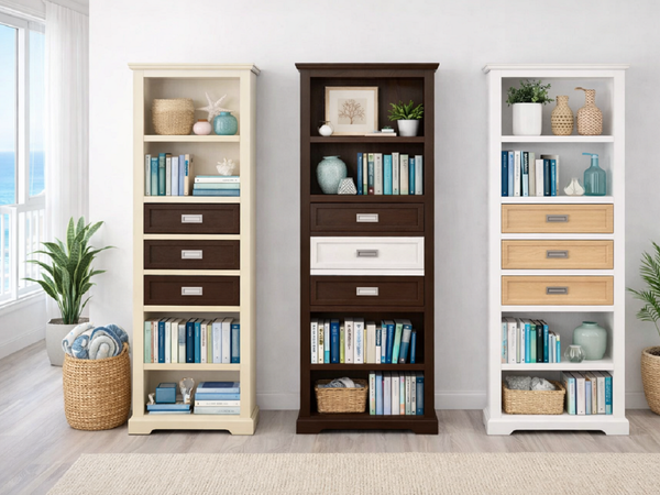 COASTAL (AUSSIE MADE) HIGHLINE BOOKCASE WITH DRAWERS COLLECTION - ASSORTED COLOURS - STARTING FROM $999