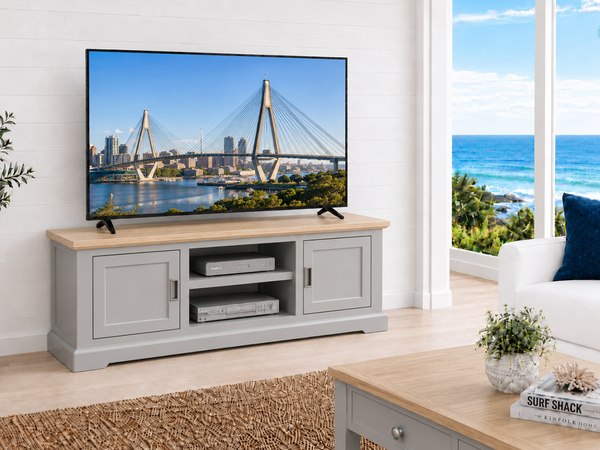 COASTAL (AUSSIE MADE) 2 DOOR LOWLINE TV UNIT COLLECTION - ASSORTED COLOURS - STARTING FROM $1499