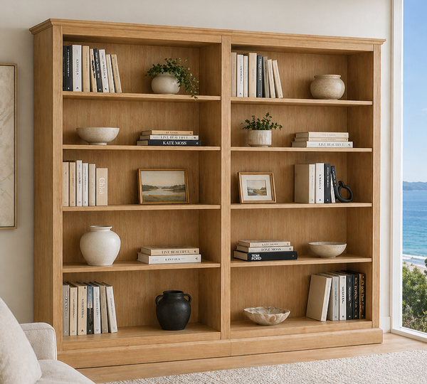 COLONIAL (AUSSIE MADE) HIGHLINE BOOKCASE PIGEON PAIRED COLLECTION - ASSORTED COLOURS - STARTING FROM $1299