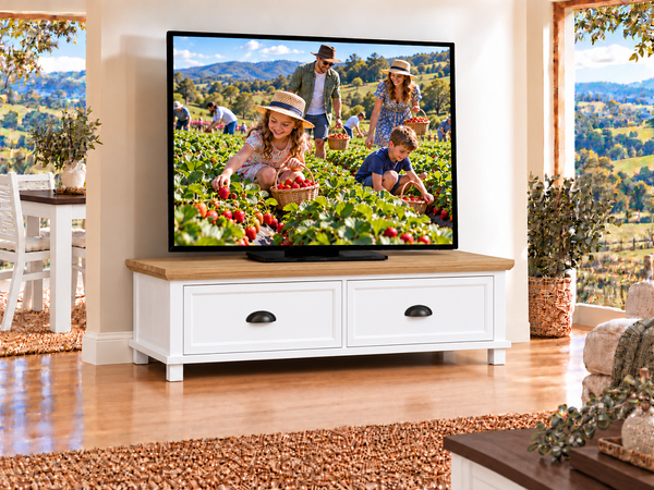 COTTLESLOE (AUSSIE MADE) 2 DRAWER LOWLINE ENTERTAINMENT UNIT COLLECTION - ASSORTED COLOURS - STARTING FROM $799