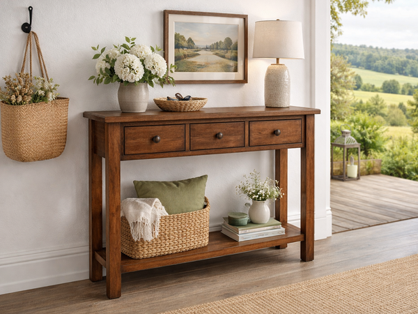 DEEONE (AUSSIE MADE) 3 DRAWER CONSOLE / SOFA / HALL TABLE WITH SQUARE LEGS COLLECTION - ASSORTED COLOURS - STARTING FROM $699
