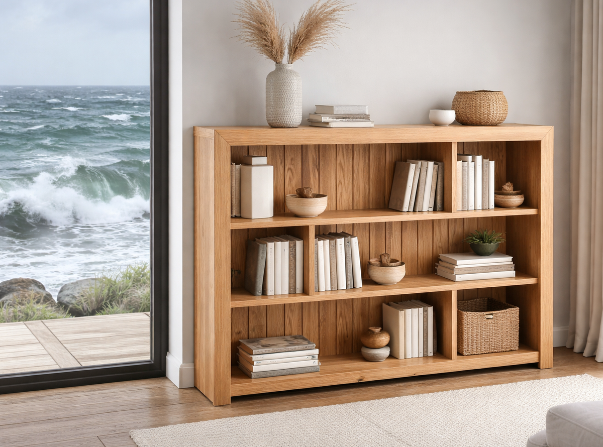 DERBY (AUSSIE MADE) LOWLINE STAGGERED BOOKCASE COLLECTION - ASSORTED COLOURS - STARTING FROM $399