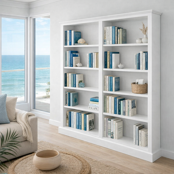DOUBLEBAY (AUSSIE MADE) HIGHLINE BOOKCASE - PIGEON PAIRED COLLECTION - ASSORTED COLOURS - STARTING FROM $1199