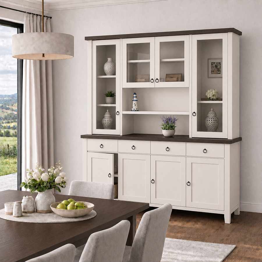 ELLA (AUSSIE MADE) 8 DOOR / 4 DRAWER BUFFET & HUTCH (DRESSER) COLLECTION - ASSORTED COLOURS - STARTING FROM $2499